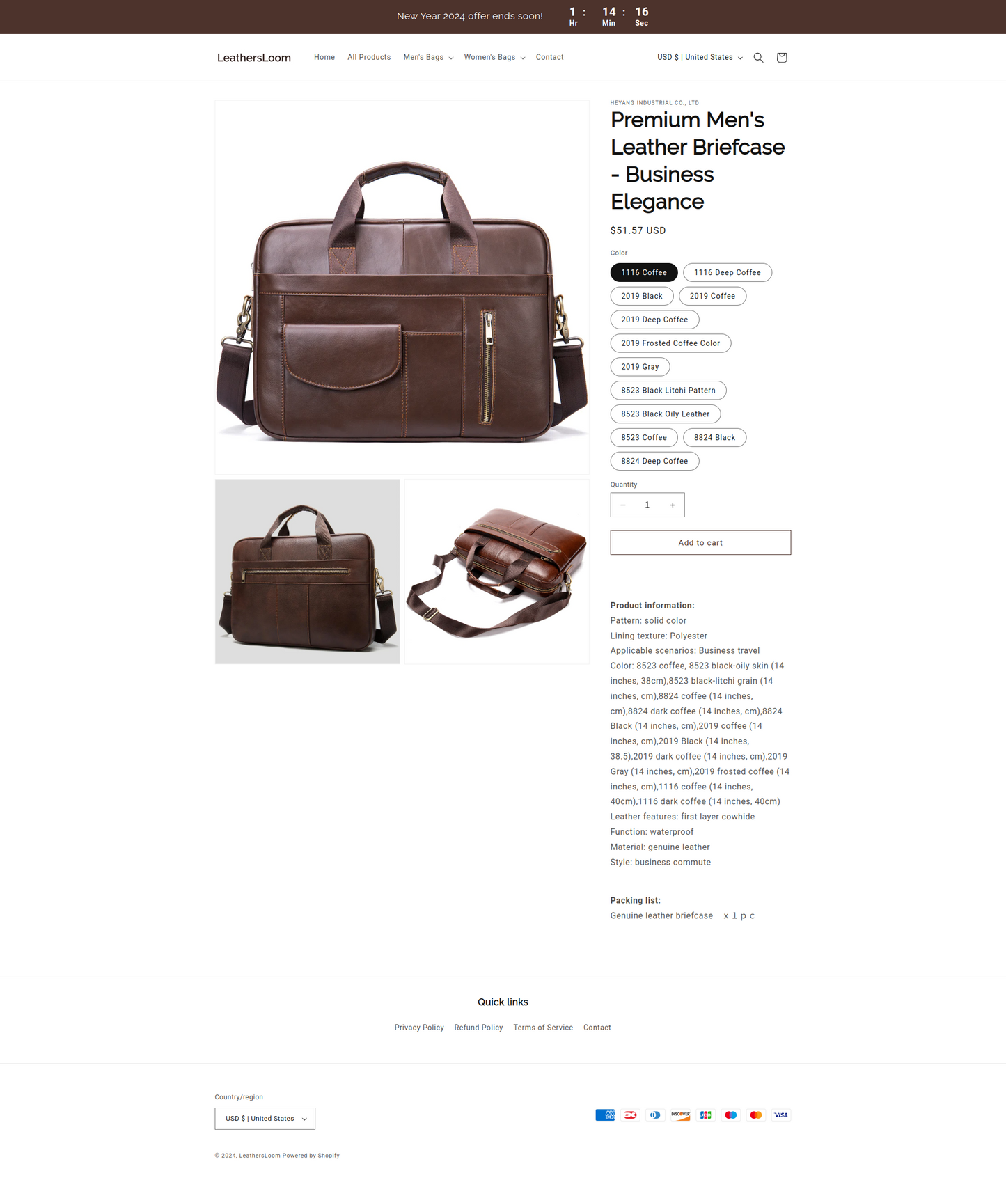 LeathersLoom - Leather shopify dropship Store single product - Ready to launch!