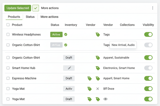 Bulk Updating Product Visibility, Tags &amp; Status in Shopify