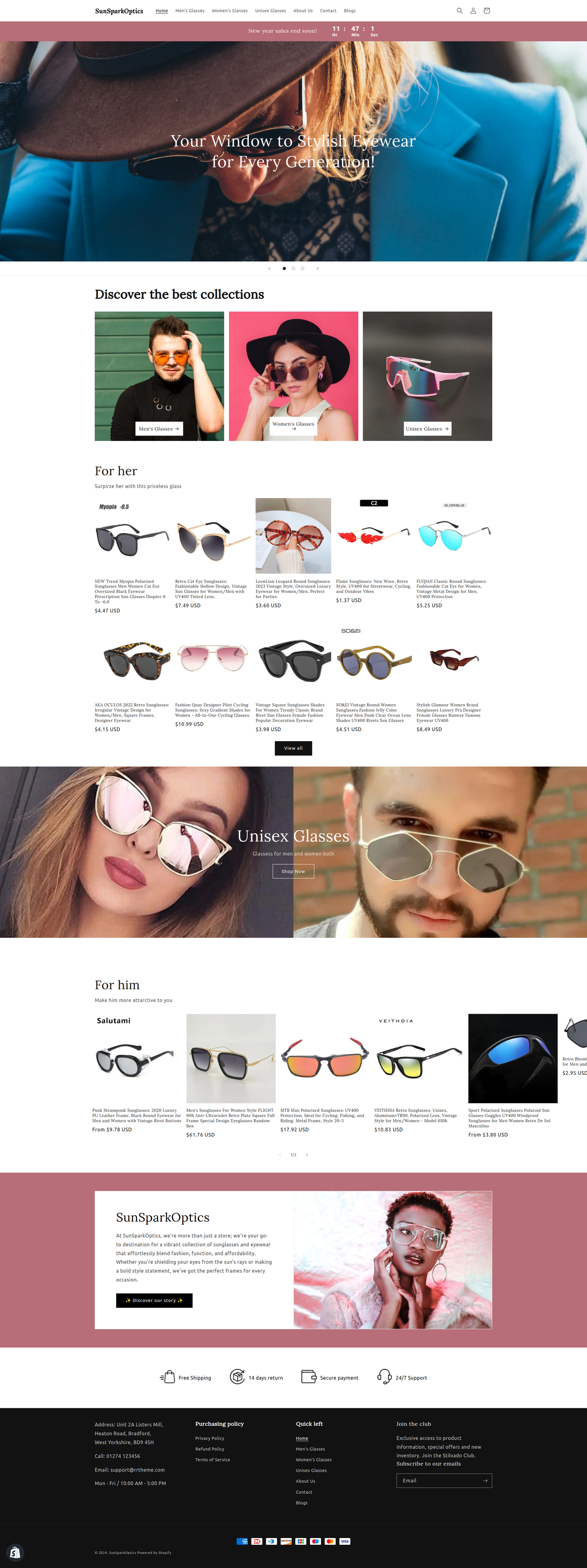 Sunsparkoptics - single product dropship eyewear store - Ready to Launch!