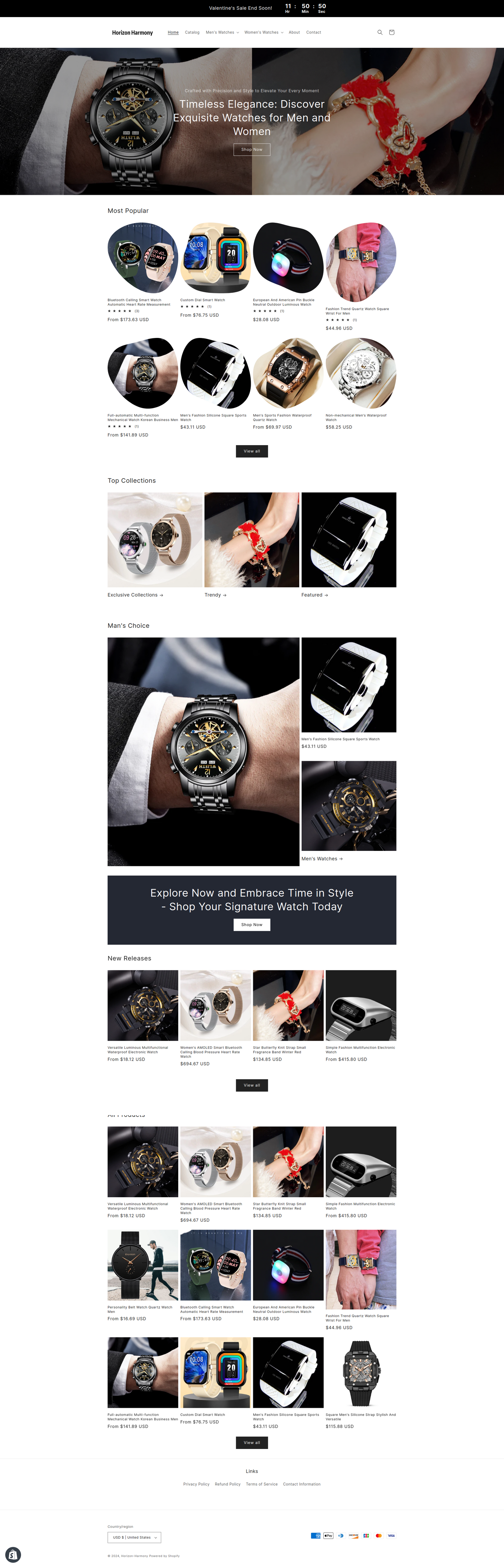 Horizon Harmony Watches Shopify dropship Store - Ready to Launch!