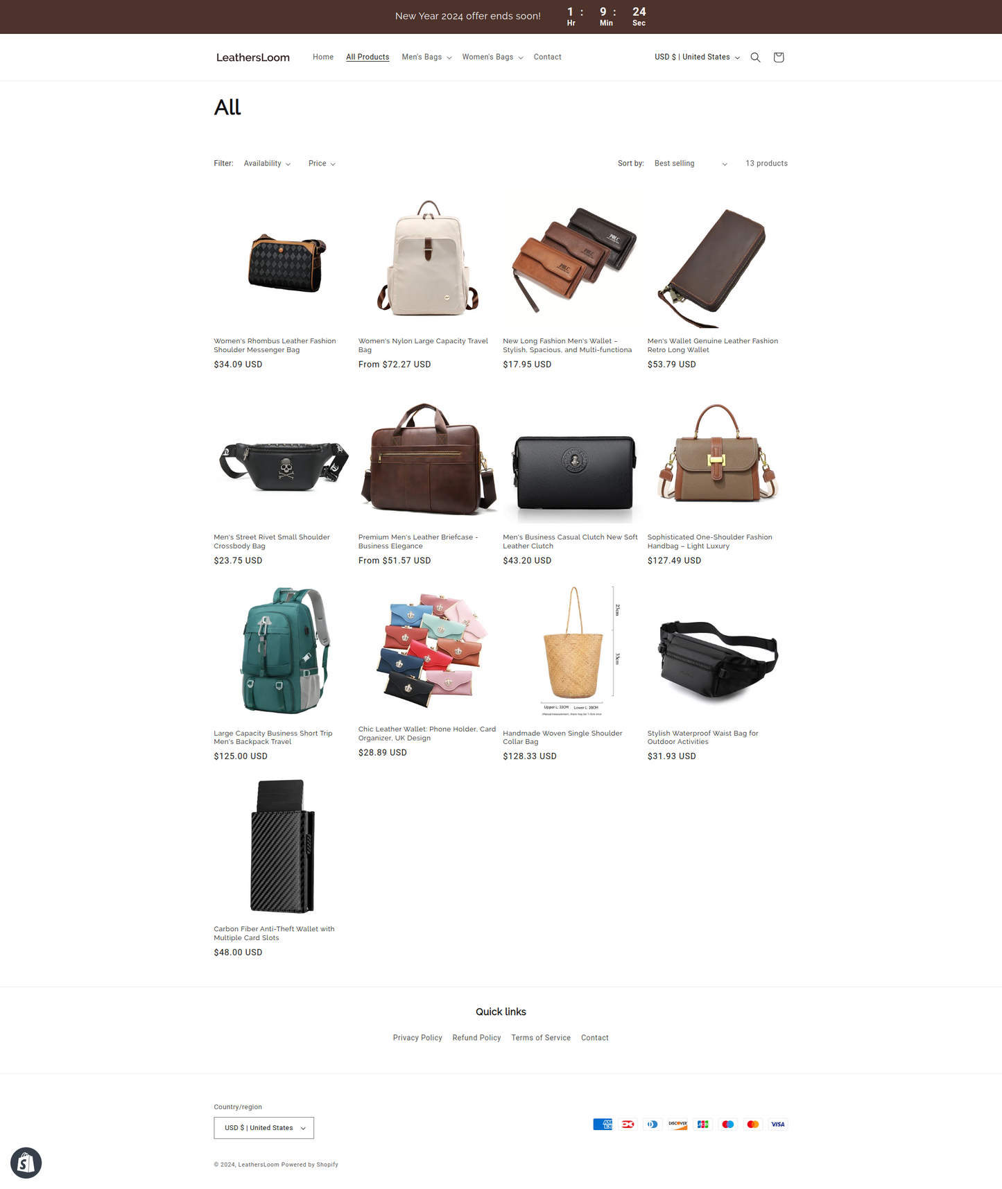 LeathersLoom single product Dropship Shopify Store - Ready to launch!