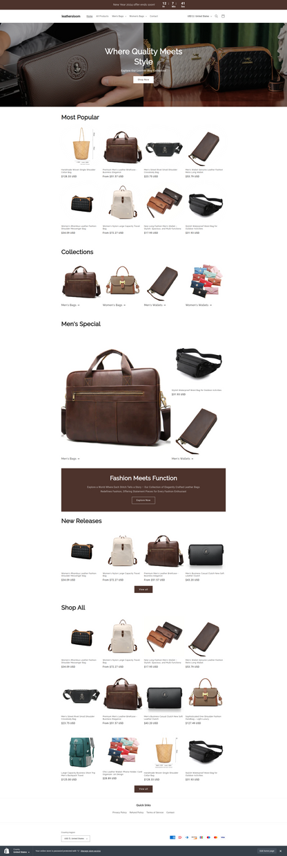 LeathersLoom single product Dropship Shopify Store - Ready to launch!