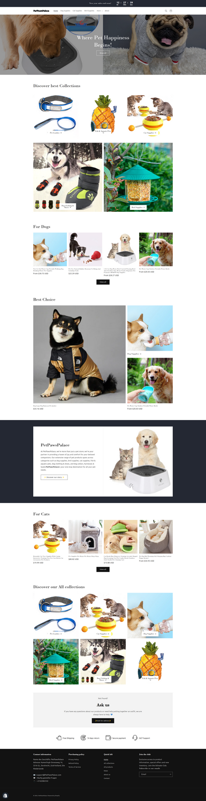 Petpawspalace pet items dropship store - Ready to launch!