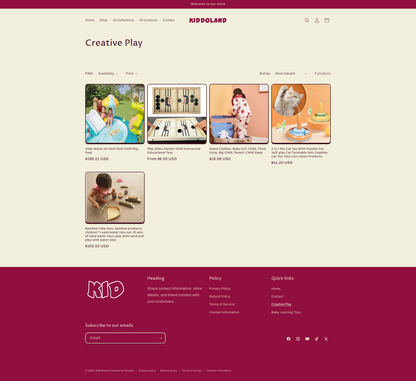 KiddoLand - Kids Toys & Acceessories - Single products  - Ready to launch!