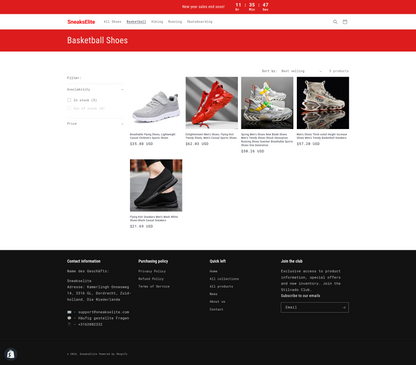 SneaksElite - Single product dropship sneaker store - Ready to launch!